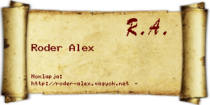 Roder Alex névjegykártya